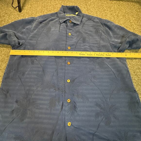 Caribbean Shirt Mens Extra Large Blue Hawaiian Palm Coastal Resort Vacation - Picture 3 of 9